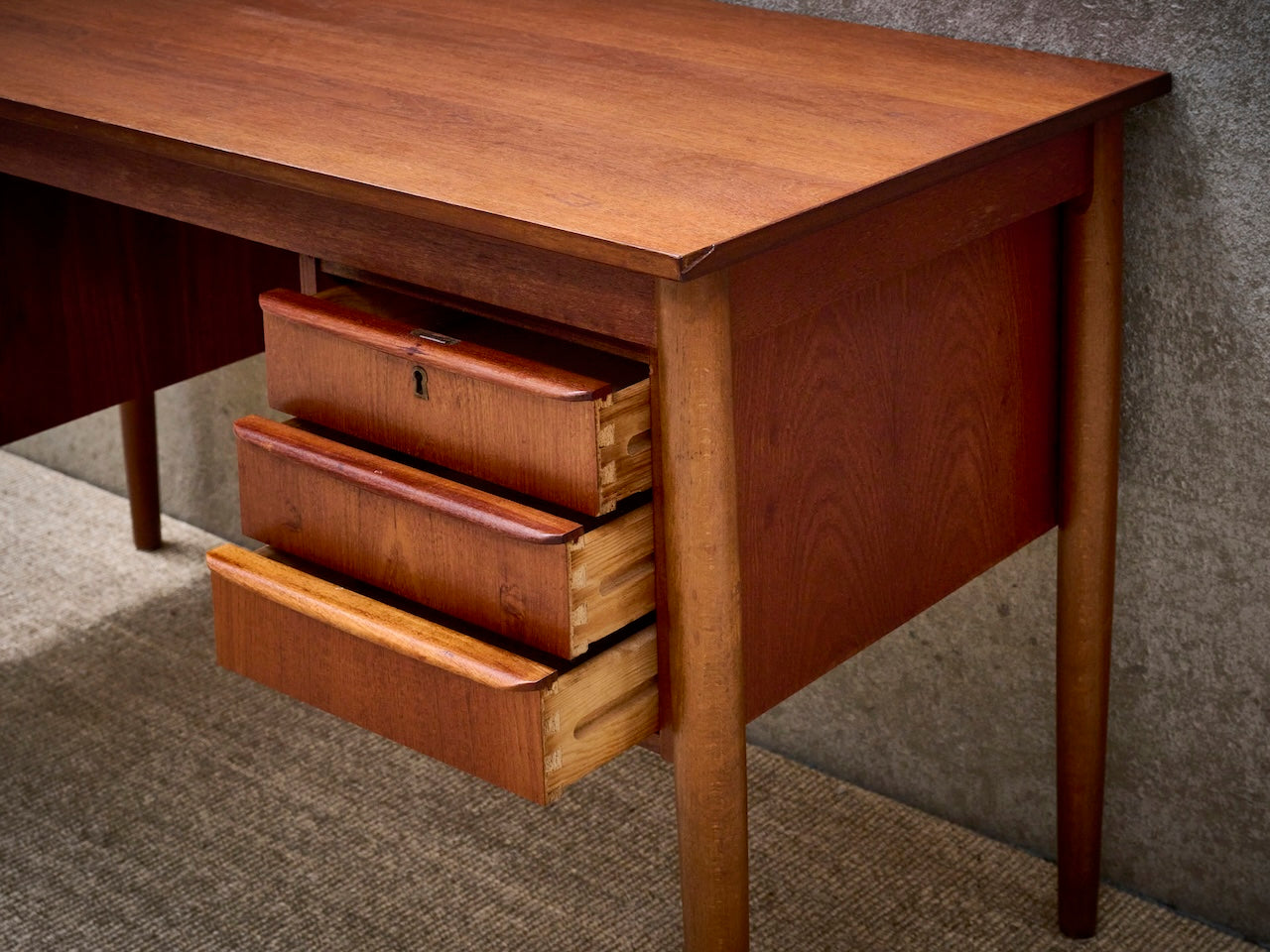 Danish Vintage Mid-Century Desk in Warm Teak