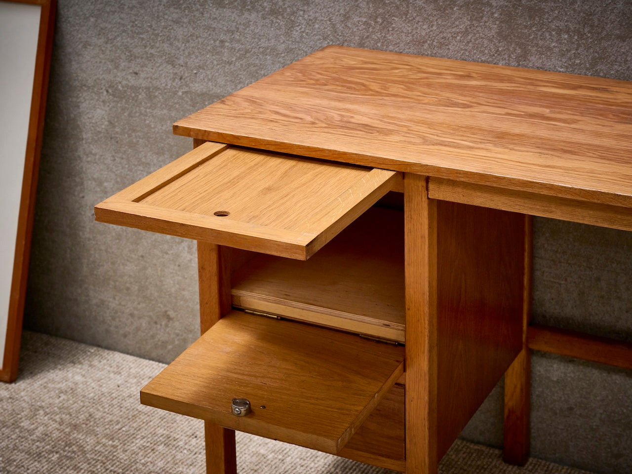 Danish vintage mid-century desk in warm oak