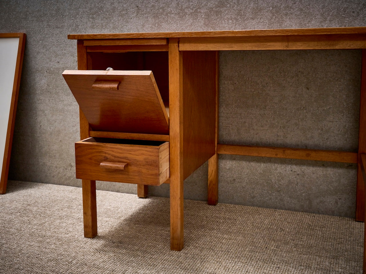 Danish vintage mid-century desk in warm oak