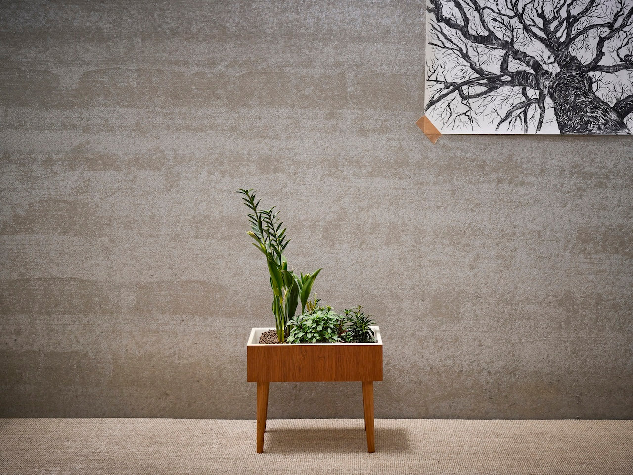 Deens vintage mid-century plantenbak in eik