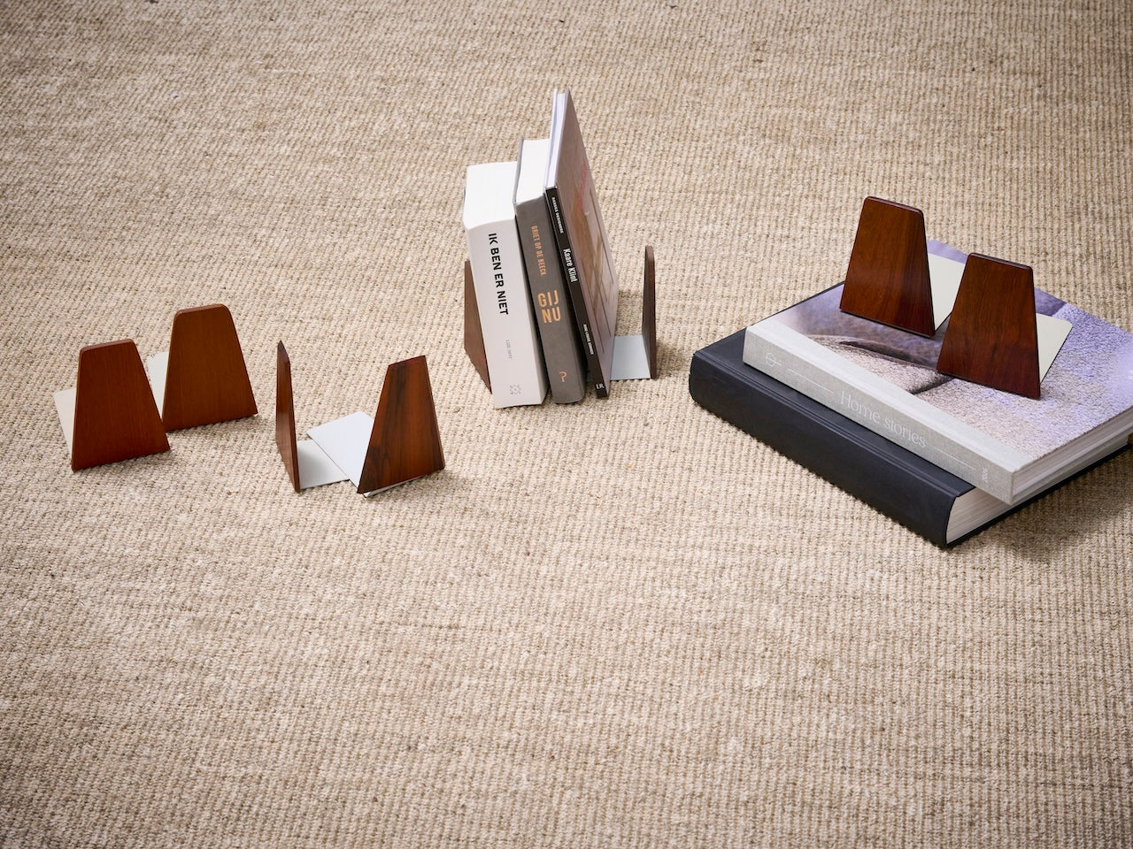 Vintage design boekensteun teak mid-centruy (2 stuks)