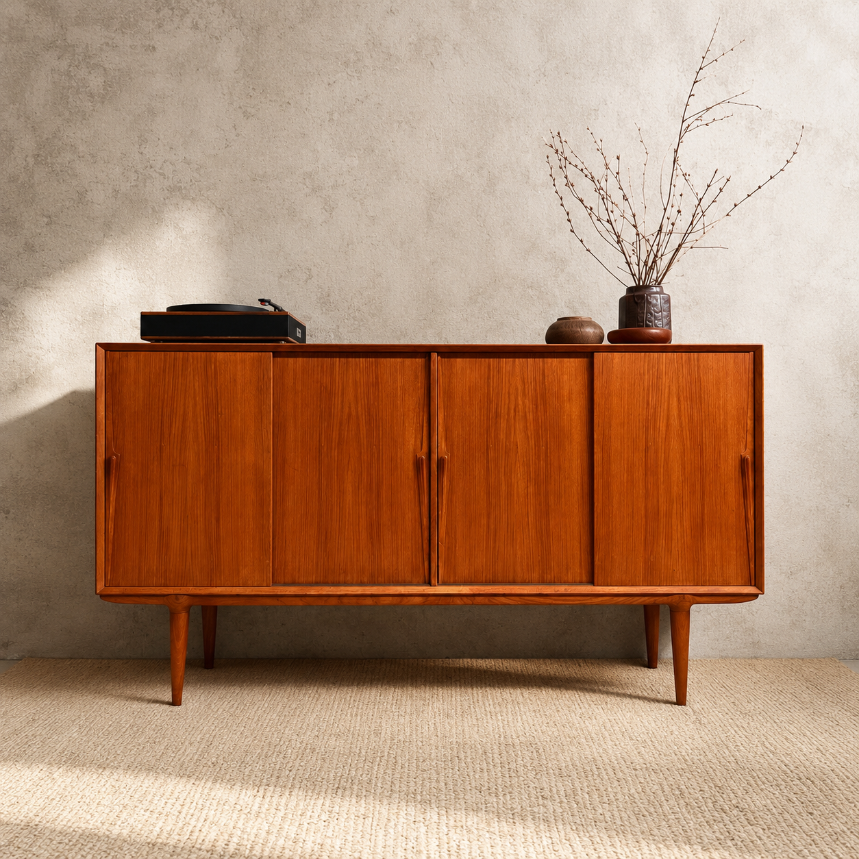 Deens vintage mid-century HIGHBOARD OMANN JUN MODEL 19  in warm teakhout