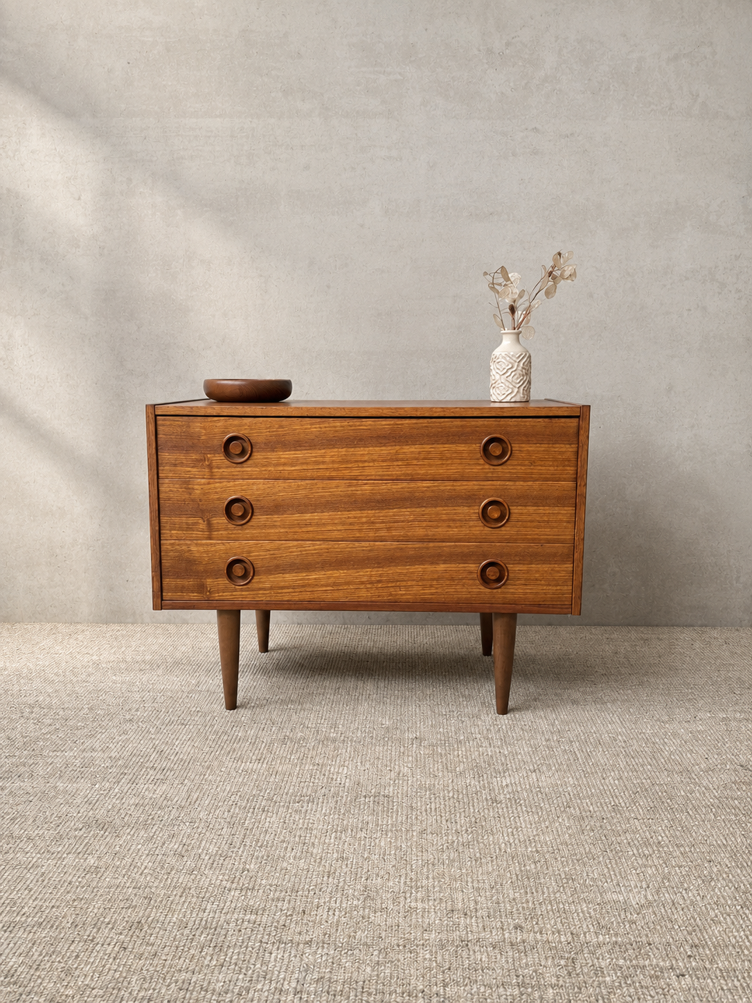 Deens vintage mid-century kastje 3 schuifjes