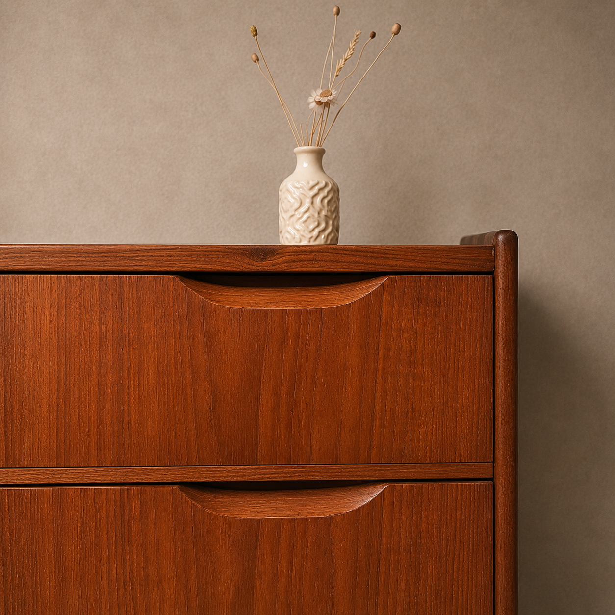 Deense vintage mid-century ladekast met 6 lades in warm teakhout