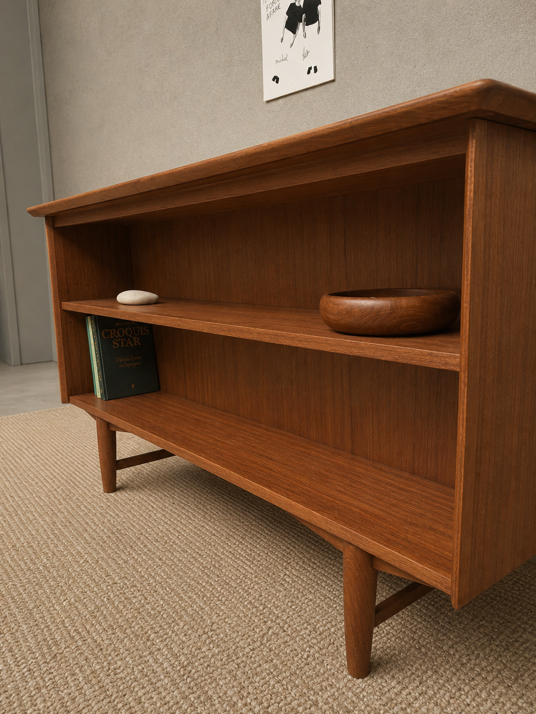 Deens vintage mid-century vrijstaand bureau