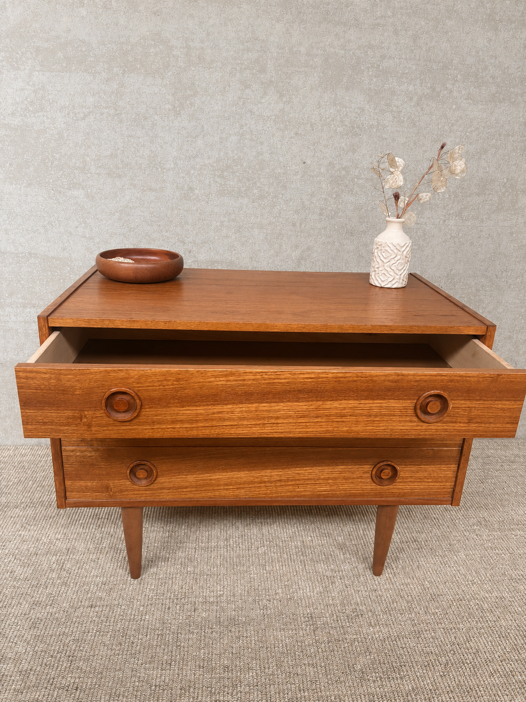 Deens vintage mid-century kastje 3 schuifjes